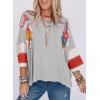 imageEVALESS 34 Length Sleeve Womens Tops Trendy 2025 Spring Summer Crew Neck Oversized Striped Patchwork Shirts BlouseGray Stripe