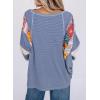 imageEVALESS 34 Length Sleeve Womens Tops Trendy 2025 Spring Summer Crew Neck Oversized Striped Patchwork Shirts BlouseSky Blue