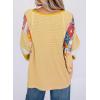 imageEVALESS 34 Length Sleeve Womens Tops Trendy 2025 Spring Summer Crew Neck Oversized Striped Patchwork Shirts BlouseYellow