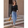 imageEVALESS Blouses for Women Dressy Casual Pleated Long Sleeve Tops Asymmetrical V Neck Business Work ShirtsBlack
