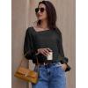 imageEVALESS Blouses for Women Dressy Casual Pleated Long Sleeve Tops Asymmetrical V Neck Business Work ShirtsBlack