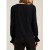 imageEVALESS Blouses for Women Dressy Casual Pleated Long Sleeve Tops Asymmetrical V Neck Business Work ShirtsBlack