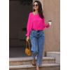 imageEVALESS Blouses for Women Dressy Casual Pleated Long Sleeve Tops Asymmetrical V Neck Business Work ShirtsBright Pink