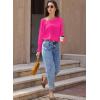 imageEVALESS Blouses for Women Dressy Casual Pleated Long Sleeve Tops Asymmetrical V Neck Business Work ShirtsBright Pink