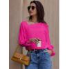 imageEVALESS Blouses for Women Dressy Casual Pleated Long Sleeve Tops Asymmetrical V Neck Business Work ShirtsBright Pink