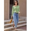 imageEVALESS Blouses for Women Dressy Casual Pleated Long Sleeve Tops Asymmetrical V Neck Business Work ShirtsGrass Green