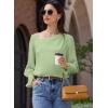 imageEVALESS Blouses for Women Dressy Casual Pleated Long Sleeve Tops Asymmetrical V Neck Business Work ShirtsGrass Green