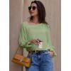 imageEVALESS Blouses for Women Dressy Casual Pleated Long Sleeve Tops Asymmetrical V Neck Business Work ShirtsGrass Green