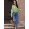 imageEVALESS Blouses for Women Dressy Casual Pleated Long Sleeve Tops Asymmetrical V Neck Business Work ShirtsGrass Green