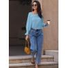 imageEVALESS Blouses for Women Dressy Casual Pleated Long Sleeve Tops Asymmetrical V Neck Business Work ShirtsMyosotis