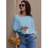 imageEVALESS Blouses for Women Dressy Casual Pleated Long Sleeve Tops Asymmetrical V Neck Business Work ShirtsMyosotis