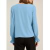 imageEVALESS Blouses for Women Dressy Casual Pleated Long Sleeve Tops Asymmetrical V Neck Business Work ShirtsMyosotis