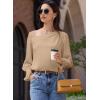 imageEVALESS Blouses for Women Dressy Casual Pleated Long Sleeve Tops Asymmetrical V Neck Business Work ShirtsParchment