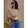 imageEVALESS Blouses for Women Dressy Casual Pleated Long Sleeve Tops Asymmetrical V Neck Business Work ShirtsParchment