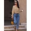 imageEVALESS Blouses for Women Dressy Casual Pleated Long Sleeve Tops Asymmetrical V Neck Business Work ShirtsParchment