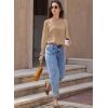 imageEVALESS Blouses for Women Dressy Casual Pleated Long Sleeve Tops Asymmetrical V Neck Business Work ShirtsParchment