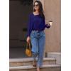 imageEVALESS Blouses for Women Dressy Casual Pleated Long Sleeve Tops Asymmetrical V Neck Business Work ShirtsSail Blue