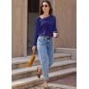 imageEVALESS Blouses for Women Dressy Casual Pleated Long Sleeve Tops Asymmetrical V Neck Business Work ShirtsSail Blue