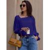 imageEVALESS Blouses for Women Dressy Casual Pleated Long Sleeve Tops Asymmetrical V Neck Business Work ShirtsSail Blue