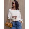 imageEVALESS Blouses for Women Dressy Casual Pleated Long Sleeve Tops Asymmetrical V Neck Business Work ShirtsWhite