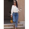 imageEVALESS Blouses for Women Dressy Casual Pleated Long Sleeve Tops Asymmetrical V Neck Business Work ShirtsWhite
