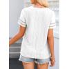 imageEVALESS Summer Tops for Women 2025 Short Sleeve V Neck Dressy Boho Lace Blouses Shirts1 White