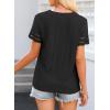 imageEVALESS Summer Tops for Women 2025 Short Sleeve V Neck Dressy Boho Lace Blouses ShirtsBlack