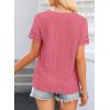 imageEVALESS Summer Tops for Women 2025 Short Sleeve V Neck Dressy Boho Lace Blouses ShirtsHot Pink