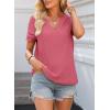 imageEVALESS Summer Tops for Women 2025 Short Sleeve V Neck Dressy Boho Lace Blouses ShirtsHot Pink