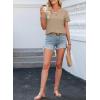 imageEVALESS Summer Tops for Women 2025 Short Sleeve V Neck Dressy Boho Lace Blouses ShirtsKhaki