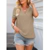 imageEVALESS Summer Tops for Women 2025 Short Sleeve V Neck Dressy Boho Lace Blouses ShirtsKhaki