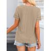 imageEVALESS Summer Tops for Women 2025 Short Sleeve V Neck Dressy Boho Lace Blouses ShirtsKhaki