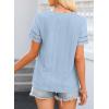 imageEVALESS Summer Tops for Women 2025 Short Sleeve V Neck Dressy Boho Lace Blouses ShirtsLight Blue