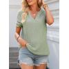 imageEVALESS Summer Tops for Women 2025 Short Sleeve V Neck Dressy Boho Lace Blouses ShirtsLight Green