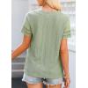 imageEVALESS Summer Tops for Women 2025 Short Sleeve V Neck Dressy Boho Lace Blouses ShirtsLight Green