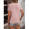 imageEVALESS Summer Tops for Women 2025 Short Sleeve V Neck Dressy Boho Lace Blouses ShirtsLight Pink