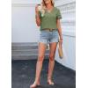 imageEVALESS Summer Tops for Women 2025 Short Sleeve V Neck Dressy Boho Lace Blouses ShirtsOlive Green
