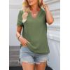 imageEVALESS Summer Tops for Women 2025 Short Sleeve V Neck Dressy Boho Lace Blouses ShirtsOlive Green