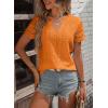imageEVALESS Summer Tops for Women 2025 Short Sleeve V Neck Dressy Boho Lace Blouses ShirtsOrange
