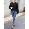 imageEVALESS Womens Long Sleeve Tops Dressy Casual Crewneck Waffle Lace Patchwork Knit T Shirts Trendy Loose BlousesBlack
