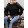 imageEVALESS Womens Long Sleeve Tops Dressy Casual Crewneck Waffle Lace Patchwork Knit T Shirts Trendy Loose BlousesBlack