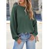 imageEVALESS Womens Long Sleeve Tops Dressy Casual Crewneck Waffle Lace Patchwork Knit T Shirts Trendy Loose BlousesBlackish Green