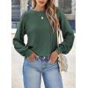 imageEVALESS Womens Long Sleeve Tops Dressy Casual Crewneck Waffle Lace Patchwork Knit T Shirts Trendy Loose BlousesBlackish Green
