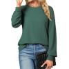 imageEVALESS Womens Long Sleeve Tops Dressy Casual Crewneck Waffle Lace Patchwork Knit T Shirts Trendy Loose BlousesBlackish Green