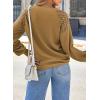 imageEVALESS Womens Long Sleeve Tops Dressy Casual Crewneck Waffle Lace Patchwork Knit T Shirts Trendy Loose BlousesD Chestnut