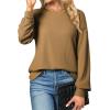 imageEVALESS Womens Long Sleeve Tops Dressy Casual Crewneck Waffle Lace Patchwork Knit T Shirts Trendy Loose BlousesD Chestnut
