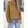 imageEVALESS Womens Long Sleeve Tops Dressy Casual Crewneck Waffle Lace Patchwork Knit T Shirts Trendy Loose BlousesD Chestnut