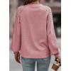 imageEVALESS Womens Long Sleeve Tops Dressy Casual Crewneck Waffle Lace Patchwork Knit T Shirts Trendy Loose BlousesD Fushia