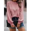 imageEVALESS Womens Long Sleeve Tops Dressy Casual Crewneck Waffle Lace Patchwork Knit T Shirts Trendy Loose BlousesD Fushia