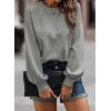 imageEVALESS Womens Long Sleeve Tops Dressy Casual Crewneck Waffle Lace Patchwork Knit T Shirts Trendy Loose BlousesD Grey